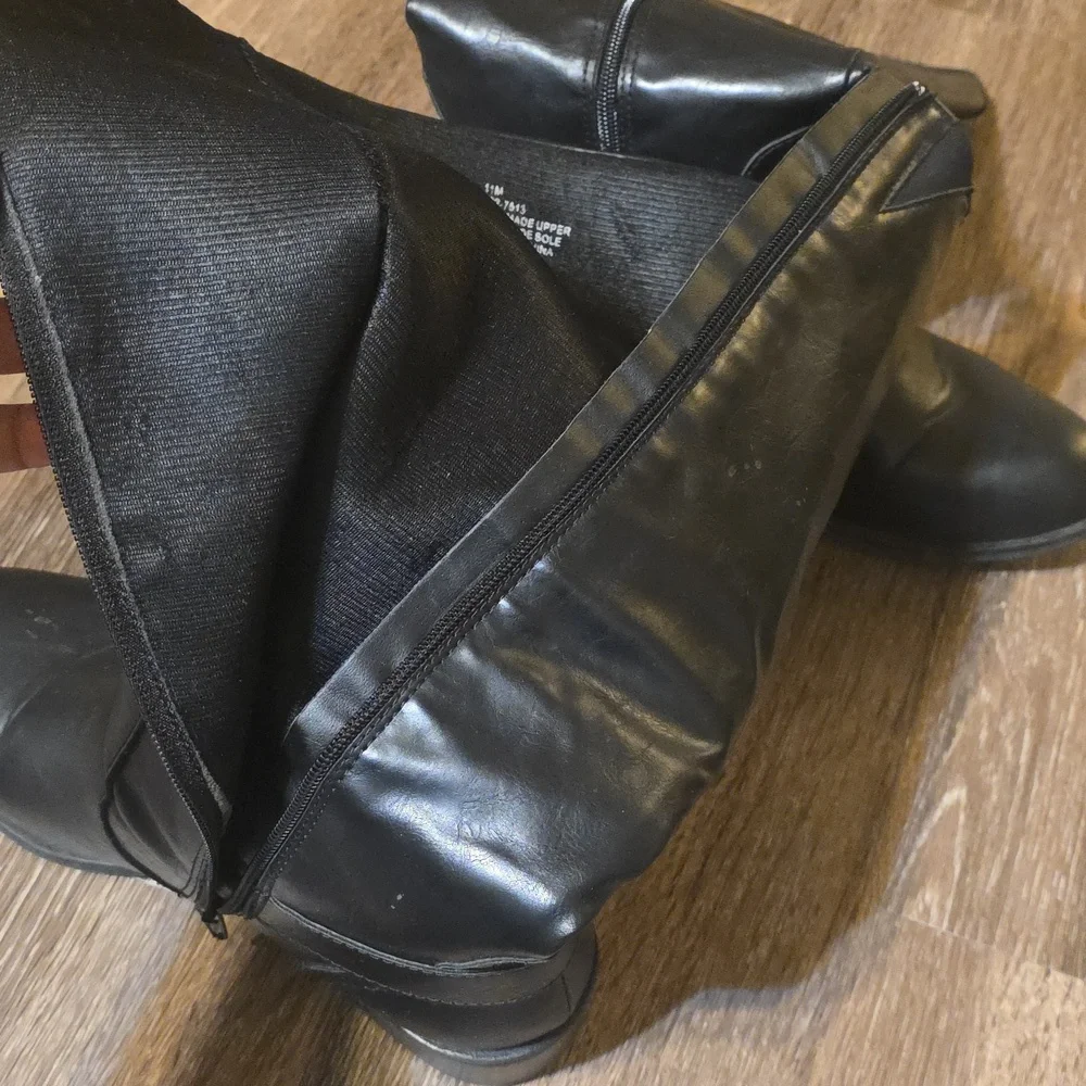 Black Leather Over the Knee Riding Boots Womens 11M - Picture 7 of 7